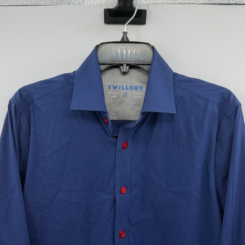 Twillory Men's Performance Long Sleeve Button Down Shirt - Blue - 15.5